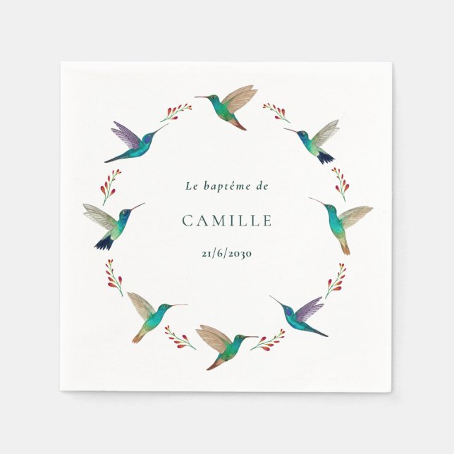 Serviette En Papier Baptême de colibri (Devant)