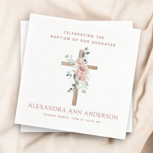 Serviette En Papier Baptême de fille Dusty Rose Christian