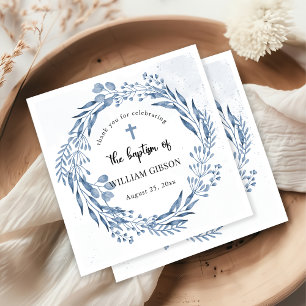 Serviette En Papier Baptême de fleurs bleues