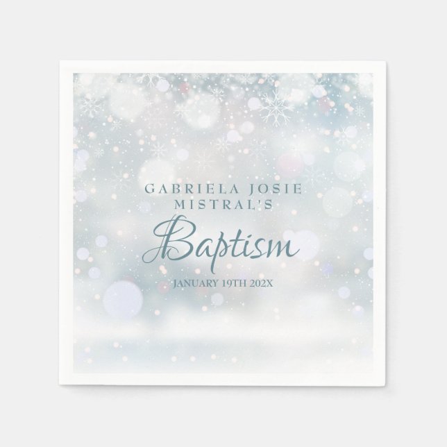 Serviette En Papier Baptême de flocons de neige d'hiver (Devant)