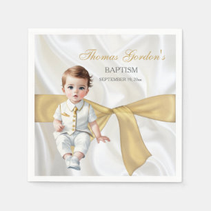Serviette En Papier Baptême de garçon Bapteme Christening Arc en or