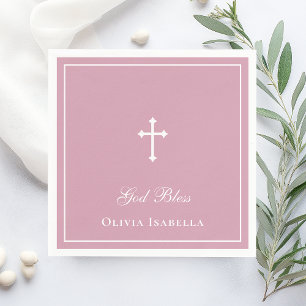 Serviette En Papier Baptême de la fille de la croix Dieu bénisse
