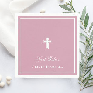 Serviette En Papier Baptême de la fille de la croix Dieu bénisse