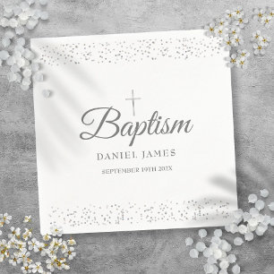 Serviette En Papier Baptême de la poussière d'argent Christening