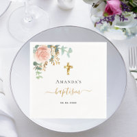 Baptême eucalyptus rose floral fille or rose