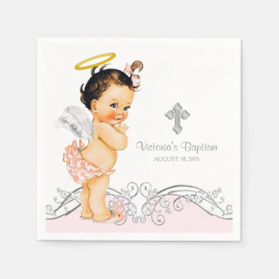 Serviette En Papier Baptême Fille Ange Baptême
