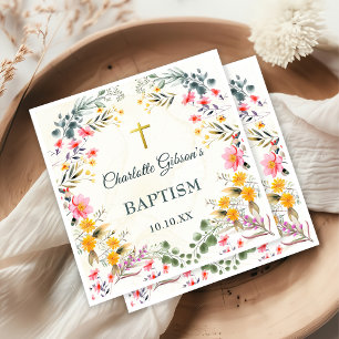 Serviette En Papier Baptême Fleur sauvage coloré
