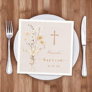Serviette En Papier Baptême Fleur sauvage élégant / Baptême