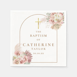 Serviette En Papier Baptême Fleurs d'Herbe de Pampas