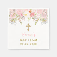 Baptême floral serviettes personnalisées