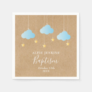 Serviette En Papier Baptême Garçon Rustique Célébration Étoiles Brilla
