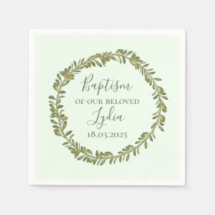Serviette En Papier Baptême personnalisé papier de couronne d'olive