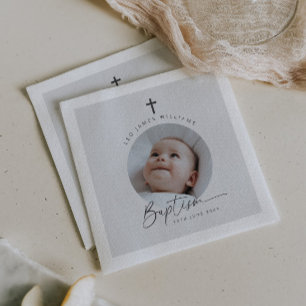 Serviette En Papier Baptême Photo Arrière - plan gris
