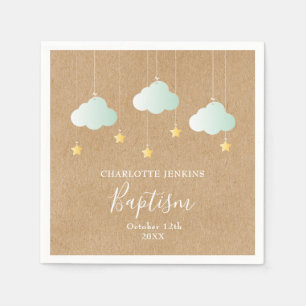 Serviette En Papier Baptême Rustique Étoiles Scintillantes