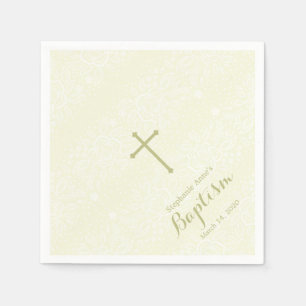 Serviette En Papier Baptême Sage Delicate dentelle florale
