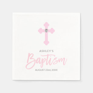 Serviette En Papier BAPTISME Personnalisé Pink GIRL Cross