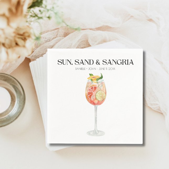 Serviette En Papier Bar à boissons Tropical Beach Wedding serviettes (Custom Signature Cocktail Wedding Napkins)