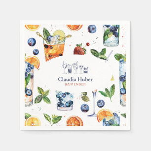 Serviette En Papier Bar à cocktails Professional Bleu blanc