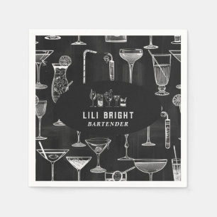 Serviette En Papier Bar à cocktails Professional Noir classique