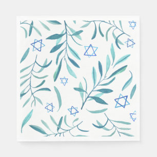 Serviette En Papier Bar Bat Mitzvah Mariage Juif Hanukkah Aquarelle