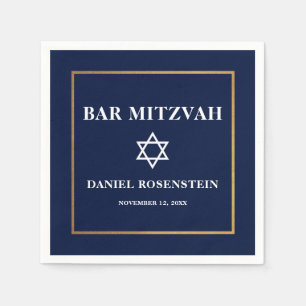 Serviette En Papier Bar Mitzvah Bleu et Or