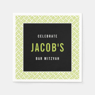Serviette En Papier BAR MITZVAH moderne grille métallique chaux noir