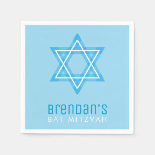 Serviette En Papier BAR MITZVAH moderne style simple étoile bleue