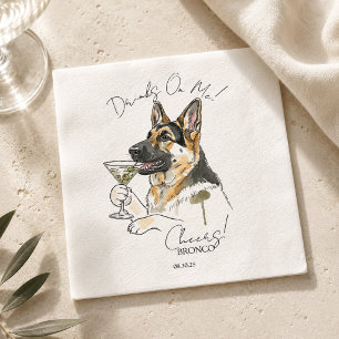 Serviette En Papier Bar ouvert Martini Berger Allemand Dessiné à la Ma