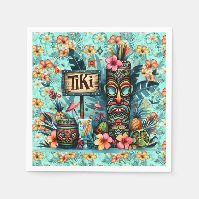 Serviette En Papier Bar Tiki Tropical (Devant)