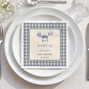 Serviette En Papier Barbecue au linge de maison à carreaux bleus pour