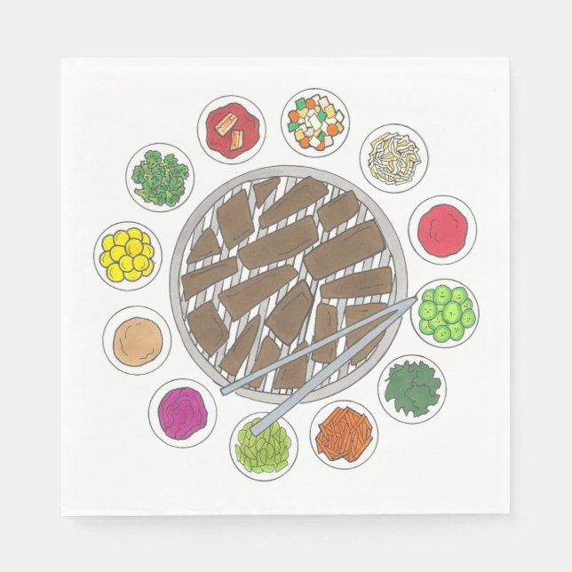 Serviette En Papier Barbecue coréen Barbecue rôti Bulgogi Banchan (Devant)