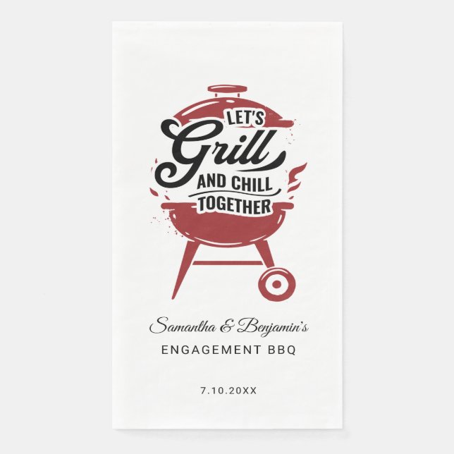 Serviette En Papier Barbecue d'engagement de couple pour une fête esti (Devant)