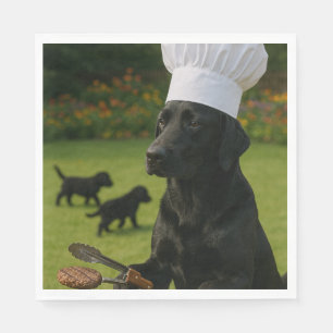 Serviette En Papier Barbecue drôle de Labrador noir Chef d'étéDîner