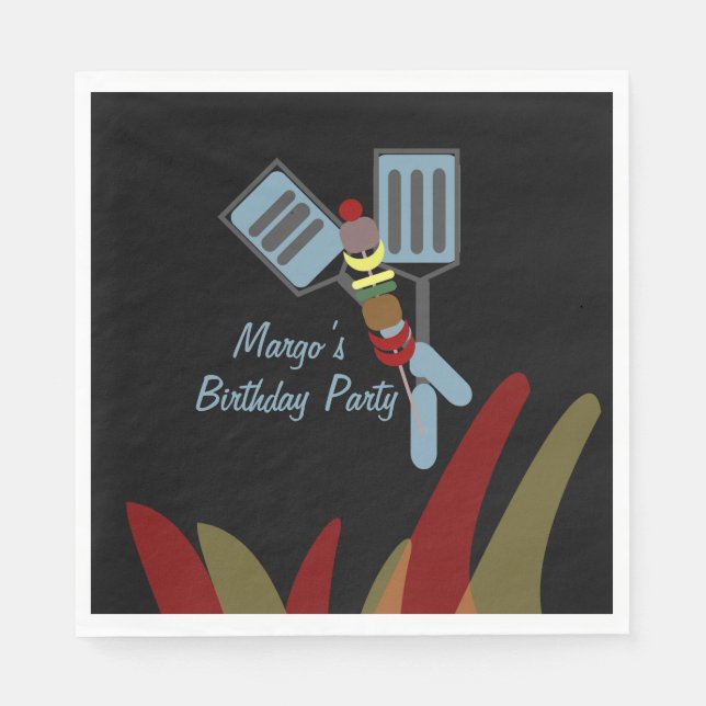 Serviette En Papier Barbecues de kabobs d'été Parc Anniversaire     (Devant)
