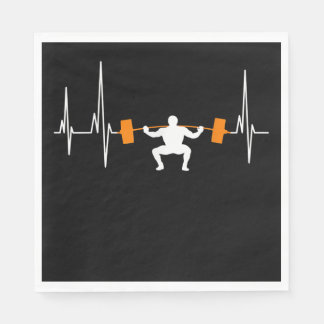 Serviette En Papier Barbell Weightlifting Heartbeat Bodybuilding