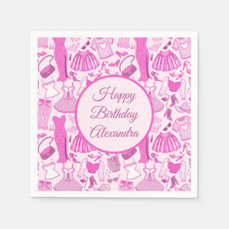 Serviette En Papier Barbiecore Motif de mode rose et rose chaud