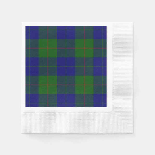 Serviette En Papier Barclay tartan bleu vert plaid (Devant)