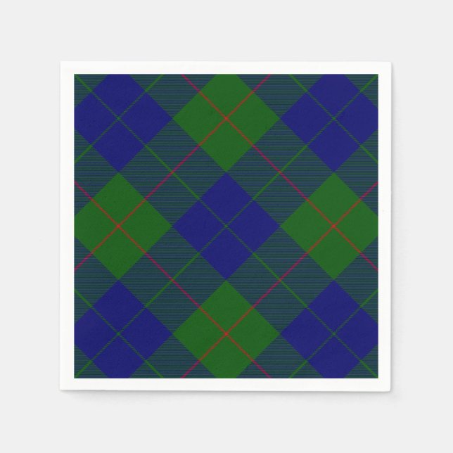 Serviette En Papier Barclay tartan bleu vert plaid (Devant)