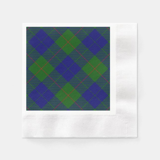 Serviette En Papier Barclay tartan bleu vert plaid (Devant)