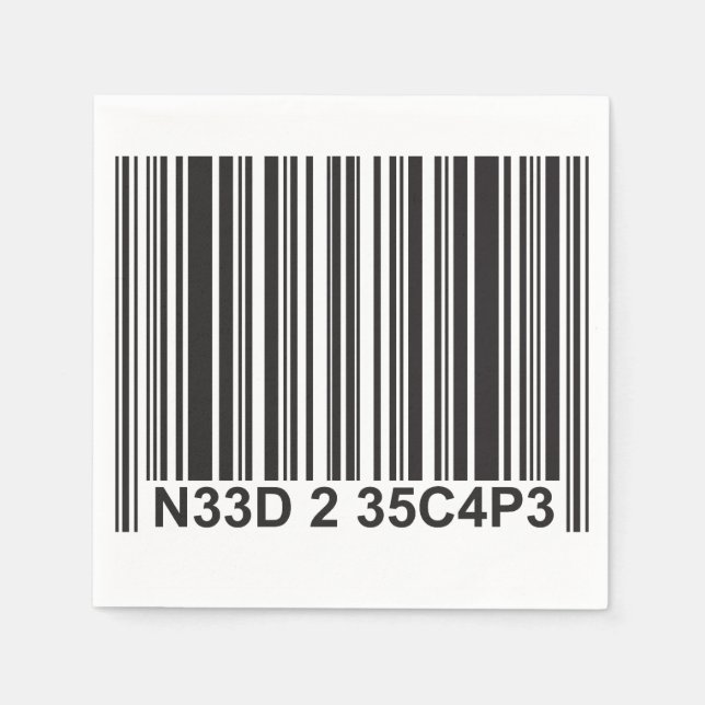 Serviette En Papier Barcode Leetspeak - Besoin d'échapper (Devant)