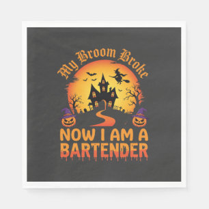 Serviette En Papier Barman Halloween Maison Hantée Sorcière Citrouille