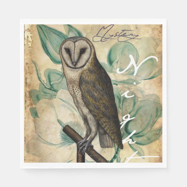 Serviette En Papier Barn Owl Vintage (Devant)