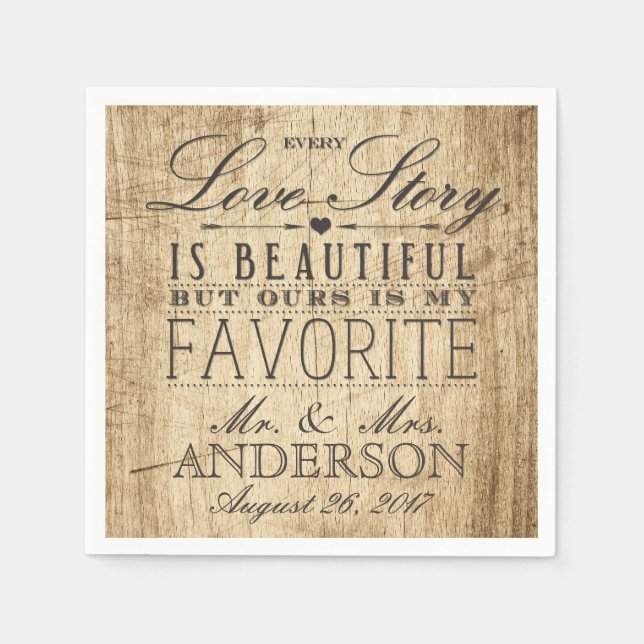 Serviette En Papier Barn Wood Love Story Rustic Mariage Napkin (Devant)
