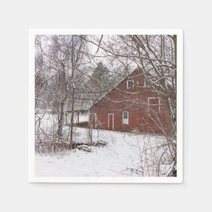 Serviette En Papier Barne Rouge Dans La Neige