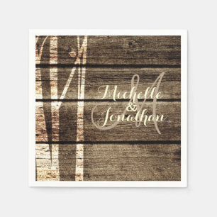 Serviette En Papier Barne rustique Bois bouleau Mariage Napkin
