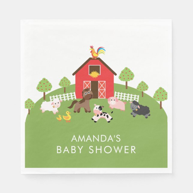Serviette En Papier Barnyard Animaux Papier Baby shower neutre serviet (Devant)