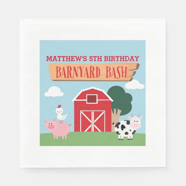 Serviette En Papier Barnyard Birthday Bash/Party (Devant)
