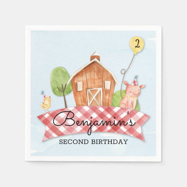 Serviette En Papier Barnyard fête d'anniversaire Napkin (Devant)