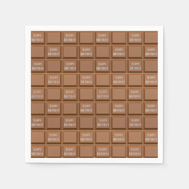 Serviette En Papier Barre à bonbons au chocolat d'anniversaire (Devant)