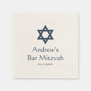 Serviette En Papier Barre bleu foncé Mitzvah Personnalisé